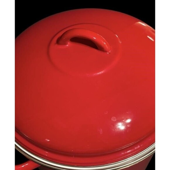 Tools of the Trade Enamel RED & WHITE 16 Qt. Covered Stockpot Home Kitchen NWOB - Picture 3 of 6